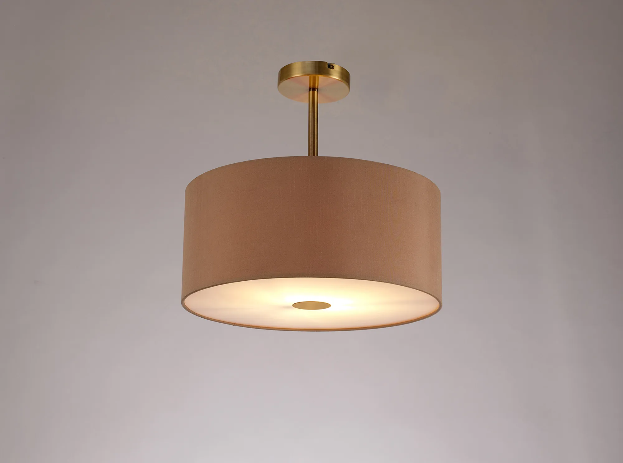 Baymont 40cm Semi Flush 1 Light Antique Brass, Antique Gold/Ruby, Frosted Diffuser DK0180  Deco Baymont AB AG